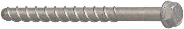 Elco - 3/8" Diam, 4" Length Under Head, Hex Drive, Concrete Screw & Masonry Fastener - Alloy Steel, StalGard Silver Finish, Includes 9/16" Drill Bit - Industrial Tool & Supply