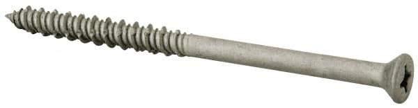 Elco - 1/4" Diam, 3-3/4" OAL, Phillips Drive, Concrete Screw & Masonry Fastener - Stainless Steel, StalGard Silver Finish, Includes #2 Drill Bit - Industrial Tool & Supply
