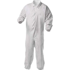 KleenGuard - Size S Film Laminate General Purpose Coveralls - White, Zipper Closure, Elastic Cuffs, Elastic Ankles, Serged Seams - Industrial Tool & Supply