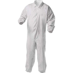 KleenGuard - Size M Film Laminate General Purpose Coveralls - White, Zipper Closure, Elastic Cuffs, Elastic Ankles, Serged Seams - Industrial Tool & Supply