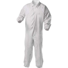 KleenGuard - Size L Film Laminate General Purpose Coveralls - White, Zipper Closure, Elastic Cuffs, Elastic Ankles, Serged Seams - Industrial Tool & Supply