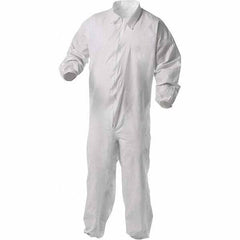 KleenGuard - Size XL Film Laminate General Purpose Coveralls - White, Zipper Closure, Elastic Cuffs, Elastic Ankles, Serged Seams - Industrial Tool & Supply