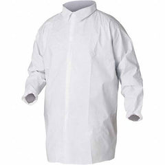 KleenGuard - Size XL White Lab Coat without Pockets - Microporous Film Laminate, Snap Front, Elastic Cuffs - Industrial Tool & Supply