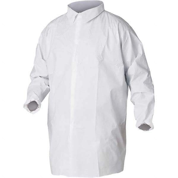 KleenGuard - Size 3XL White Lab Coat without Pockets - Microporous Film Laminate, Snap Front, Elastic Cuffs - Industrial Tool & Supply