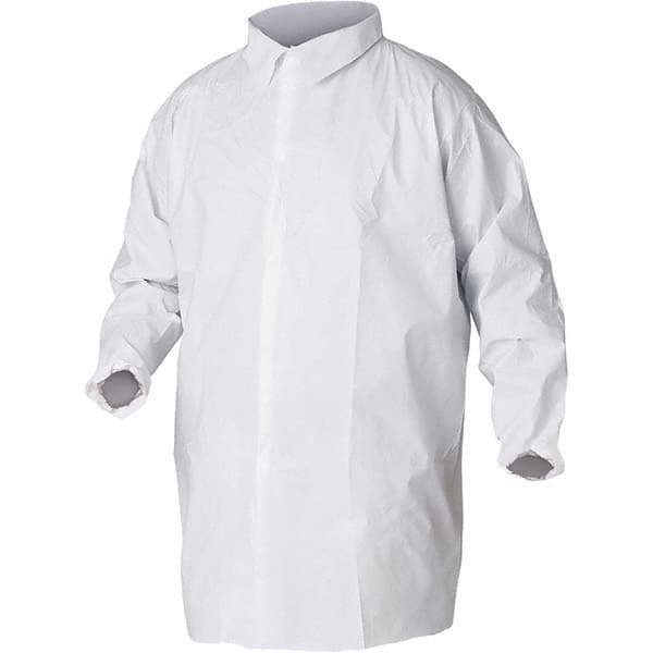 KleenGuard - Size 2XL White Lab Coat without Pockets - Microporous Film Laminate, Snap Front, Elastic Cuffs - Industrial Tool & Supply