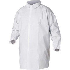 KleenGuard - Size 2XL White Lab Coat without Pockets - Microporous Film Laminate, Snap Front, Elastic Cuffs - Industrial Tool & Supply