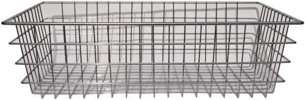 Marlin Steel Wire Products - 18" Deep, Rectangular Steel Wire Basket - 1-3/8" Perforation, 28" Wide x 8" High - Industrial Tool & Supply