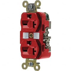 Hubbell Wiring Device-Kellems - 250V 20A NEMA 6-20R Industrial Grade Red Straight Blade Duplex Receptacle - Industrial Tool & Supply
