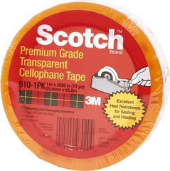 3M - 1" x 72 Yd Clear Rubber Adhesive Packaging Tape - PVC Film Backing, 2.3 mil Thick - Industrial Tool & Supply