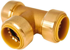 Value Collection - 3/4 x 1/2 x 3/4" Outside Diam, 7/8 Standard, Brass Push-to-Connect Tube Union Tee - 200 Max psi, Tube to Tube Connection, EPDM O-Ring, Lead-Free - Industrial Tool & Supply