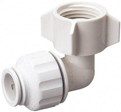 Value Collection - 1/2" OD, 3/4 Thread, Polysulfone Push-to-Connect Female Swivel Elbow - 250 Max psi, White - Industrial Tool & Supply