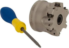 Iscar - 6 Inserts, 2" Cut Diam, 3/4" Arbor Diam, 0.315" Max Depth of Cut, Indexable Square-Shoulder Face Mill - 0/90° Lead Angle, 1.57" High, H490 AN.X 09 Insert Compatibility, Through Coolant, Series Helido - Industrial Tool & Supply