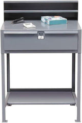 Strong Hold - 1 Drawer Shipping & Receiving Shop Desk - 36 Inch Wide x 28 Inch Deep x 54 Inch High, Dark Gray - Industrial Tool & Supply