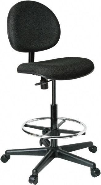 Bevco - 21 to 31" High Adjustable Height Swivel Stool - 27" Wide x 27" Deep, 100% Olefin Seat, Black - Industrial Tool & Supply