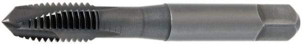 OSG - 5/8-18 UNF, 3 Flute, Oxide Finish, Vanadium High Speed Steel Spiral Point Tap - Plug Chamfer, Right Hand Thread, 3-13/16" OAL, 1-13/16" Thread Length, 0.48" Shank Diam, Series 300 - Exact Industrial Supply