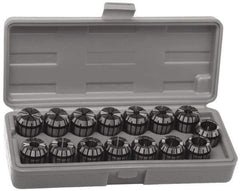 Accupro - 17 Piece, 5mm to 13mm Capacity, ER Coolant Collet Set - 0.02mm TIR, Series ER20 - Exact Industrial Supply