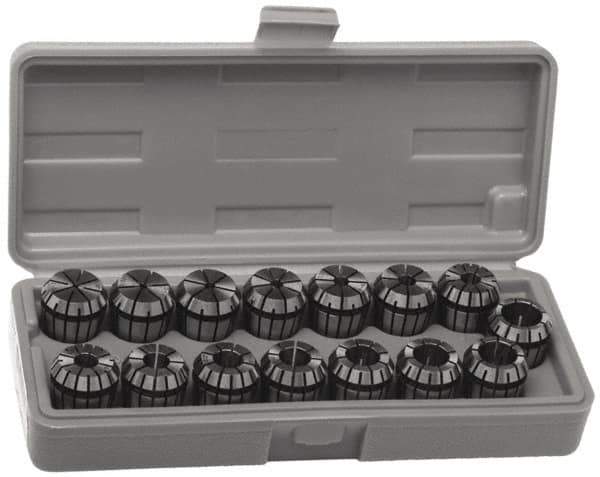 Accupro - 21 Piece, 10mm to 20mm Capacity, ER Coolant Collet Set - 0.02mm TIR, Series ER32 - Exact Industrial Supply
