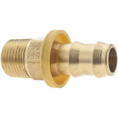 Parker - 1/2" ID 3/8-18 MNPTF Barbed Push On Male Fitting - Brass - Industrial Tool & Supply