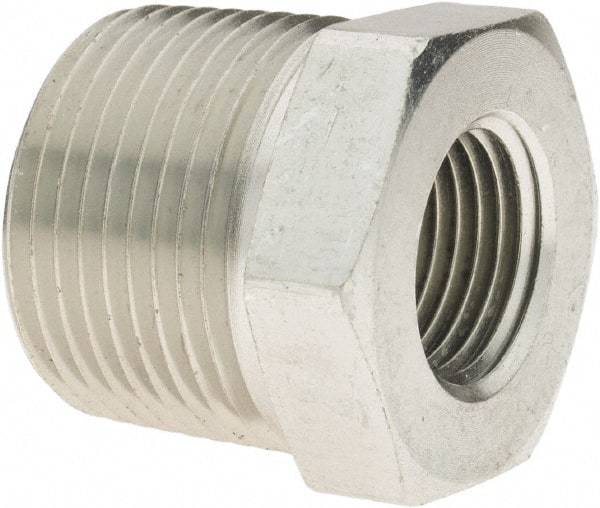Parker - 1 Male Thread x 1/2 Female Thread, Zinc Plated Steel Industrial Pipe Hex Bushing - MNPTF x FNPTF, 4,500 psi - Industrial Tool & Supply