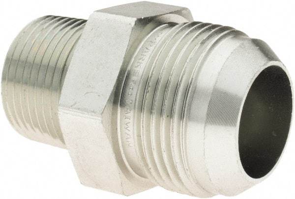 Parker - 1" Tube OD, 37° Steel Flared Tube Male Connector - 3/4-14 NPTF, Flare x NPTF Ends - Industrial Tool & Supply