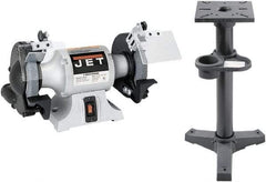 Jet - 6" Wheel Diam x 3/4" Wheel Width, 1/2 hp Grinder - 1/2" Arbor Hole Diam, 1 Phase, 3,450 Max RPM, 115 Volts - Industrial Tool & Supply