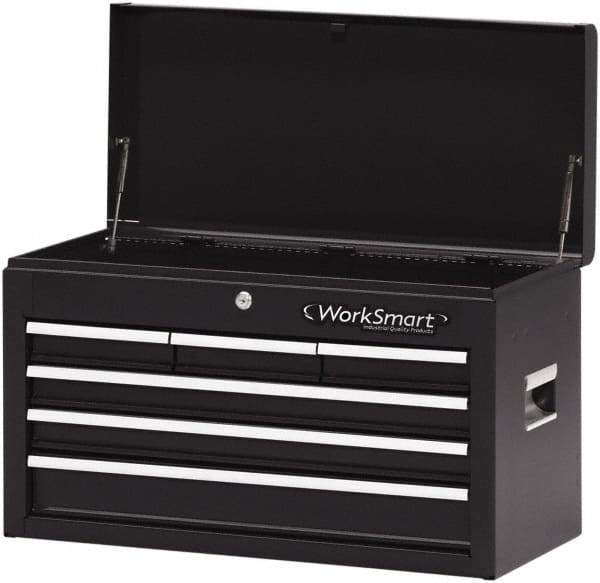 Value Collection - 6 Drawer Intermediate Tool Chest - 26" Wide x 12" Deep x 15-1/4" High, Steel, Black - Industrial Tool & Supply