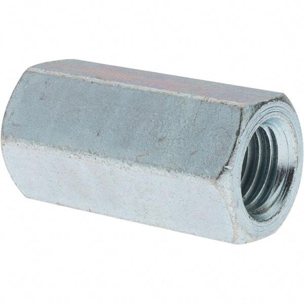 Value Collection - M14x2.00 Metric Coarse, 54mm OAL Steel Standard Coupling Nut - Zinc-Plated Finish, 28mm Width Across Flats - Industrial Tool & Supply