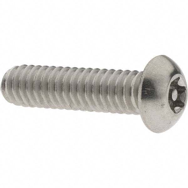 Value Collection - 1/4-20 UNC Pin In Torx Drive, Button Screw - Grade 18-8 Stainless Steel, Uncoated, 1" Length Under Head - Industrial Tool & Supply