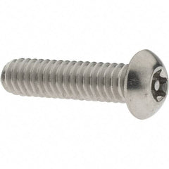 Value Collection - 1/4-20 UNC Pin In Torx Drive, Button Screw - Grade 18-8 Stainless Steel, Uncoated, 1" Length Under Head - Industrial Tool & Supply