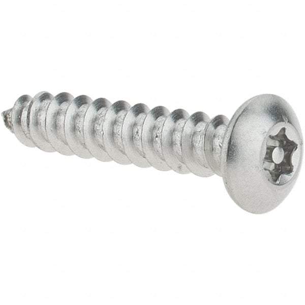 Value Collection - #6 Button Head Pin In Torx Sheet Metal Screw - Stainless Steel, 3/4" Length Under Head, Grade 18-8, T10 Drive - Industrial Tool & Supply