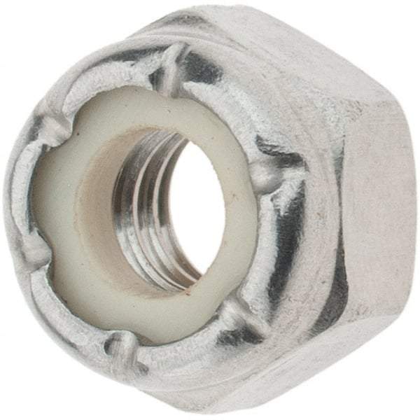 Value Collection - 1/4-20 UNC 18-8 Hex Lock Nut with Nylon Insert - 7/16" Width Across Flats, 19/64" High - Industrial Tool & Supply