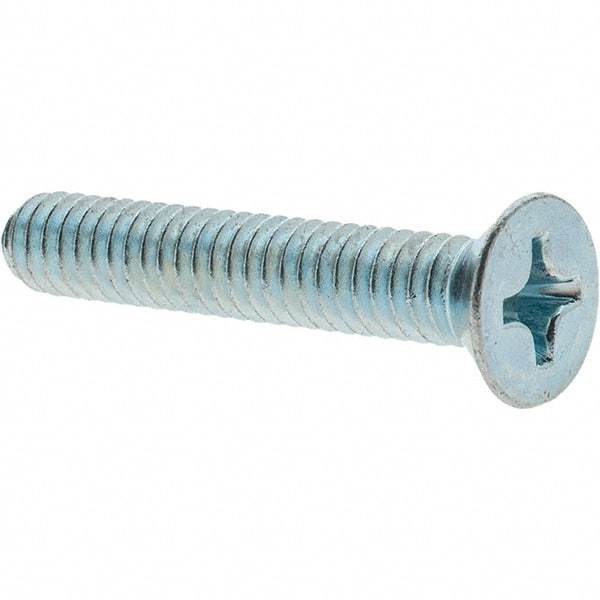 Value Collection - 1/4-20 UNC, 1-1/2" OAL Phillips Drive Machine Screw - Flat Head, Grade 2 Steel, Zinc-Plated Finish, Without Washer - Industrial Tool & Supply