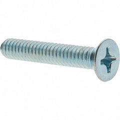 Value Collection - 1/4-20 UNC, 1-1/2" OAL Phillips Drive Machine Screw - Flat Head, Grade 2 Steel, Zinc-Plated Finish, Without Washer - Industrial Tool & Supply