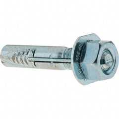 Value Collection - 3/8" Diam, 3/8" Drill, 2" OAL, Wedge Expansion Concrete Anchor - Steel, Zinc-Plated Finish, Hex Nut Head, Hex Drive, 3/4" Thread Length - Industrial Tool & Supply
