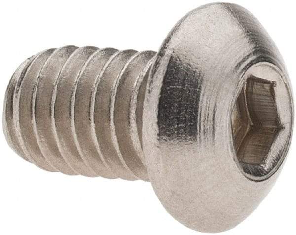 Made in USA - 5/16-18 UNC Hex Socket Drive, Button Screw - Grade 18-8 Stainless Steel, 1/2" Length Under Head - Industrial Tool & Supply