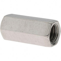 Value Collection - 3/8-16 UNC, 1-1/8" OAL Stainless Steel Standard Coupling Nut - 1/2" Width Across Flats - Industrial Tool & Supply