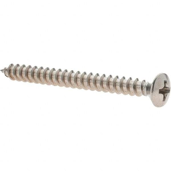 Value Collection - #8 Oval Head Phillips Sheet Metal Screw - Stainless Steel, 1-3/4" Length Under Head, Grade 18-8 - Industrial Tool & Supply