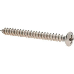 Value Collection - #8 Oval Head Phillips Sheet Metal Screw - Stainless Steel, 1-3/4" Length Under Head, Grade 18-8 - Industrial Tool & Supply