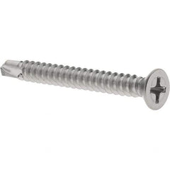 Value Collection - #8, Flat Head, Phillips Drive, 1-1/2" OAL, #2 Point, Self Drilling Screw - Grade 410 Stainless Steel - Industrial Tool & Supply