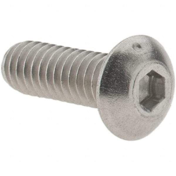 Value Collection - #8-32 UNC Hex Socket Drive, Button Screw - Grade 316 Stainless Steel, Uncoated, 1/2" Length Under Head - Industrial Tool & Supply