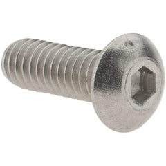 Value Collection - #8-32 UNC Hex Socket Drive, Button Screw - Grade 316 Stainless Steel, Uncoated, 1/2" Length Under Head - Industrial Tool & Supply