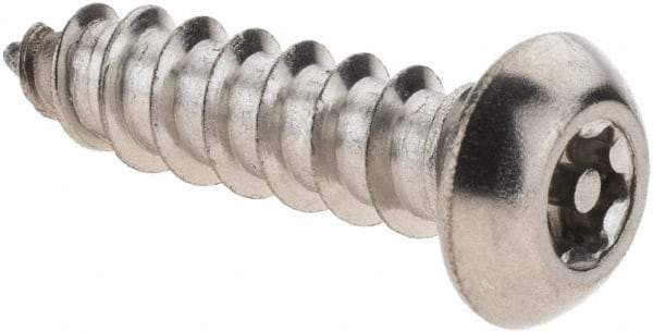 Value Collection - #14 Button Head Pin In Torx Sheet Metal Screw - Stainless Steel, 1" Length Under Head, Grade 18-8, T27 Drive - Industrial Tool & Supply