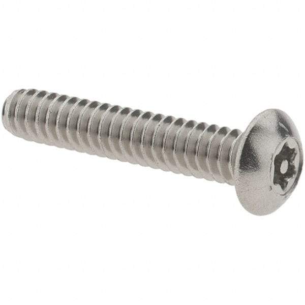 Value Collection - #6-32 UNC Pin In Torx Drive, Button Screw - Grade 18-8 Stainless Steel, Uncoated, 3/4" Length Under Head - Industrial Tool & Supply