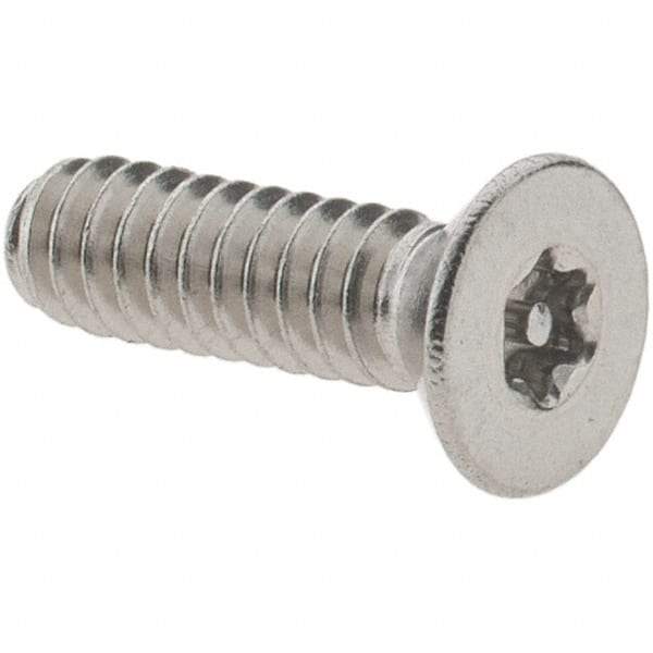 Value Collection - #6-32 UNC Pin In Torx Drive, Flat Screw - Grade 18-8 Stainless Steel, Uncoated, 1/2" OAL - Industrial Tool & Supply