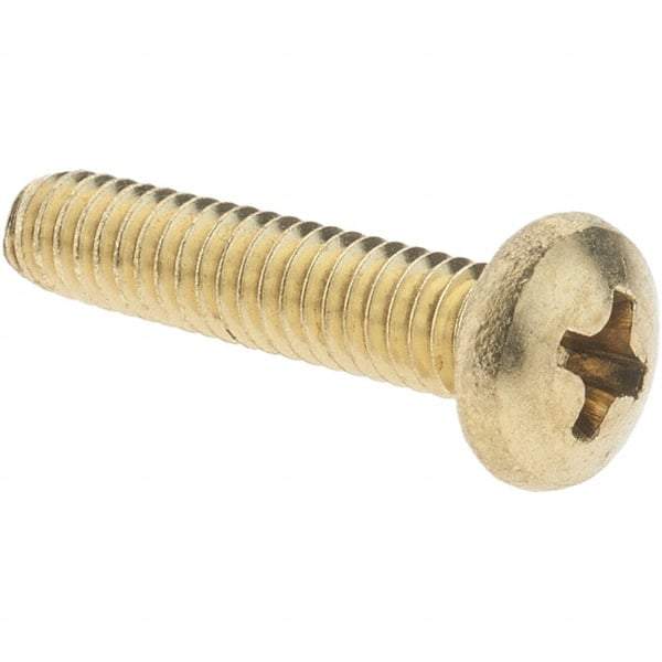 Value Collection - #8-32 UNC, 3/4" Length Under Head Phillips Drive Machine Screw - Pan Head, Brass, Without Washer - Industrial Tool & Supply