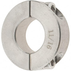 Value Collection - 11/16" Bore, Stainless Steel, Two Piece Two Piece Split Shaft Collar - 1-1/2" Outside Diam, 1/2" Wide - Industrial Tool & Supply