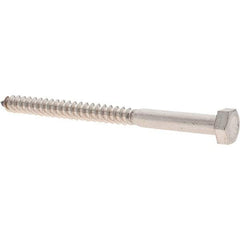 Made in USA - 5/16 Screw, 4" Length Under Head, Stainless Steel, Hex Head Lag Screw - Uncoated, Grade 18-8 - Industrial Tool & Supply