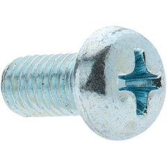 Value Collection - M5x0.80, 10mm Length Under Head Phillips Drive Machine Screw - Pan Head, Grade 4.8 Steel, Zinc-Plated Finish, Without Washer - Industrial Tool & Supply
