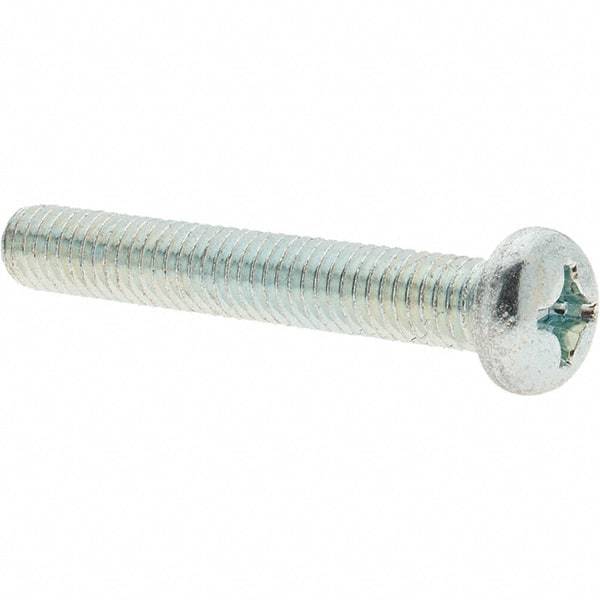 Value Collection - M6x1.00, 40mm Length Under Head Phillips Drive Machine Screw - Pan Head, Grade 4.8 Steel, Zinc-Plated Finish, Without Washer - Industrial Tool & Supply