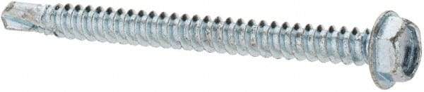 Value Collection - #8, Hex Washer Head, Hex Drive, 2" Length Under Head, #3 Point, Self Drilling Screw - Steel, Zinc-Plated Finish - Industrial Tool & Supply